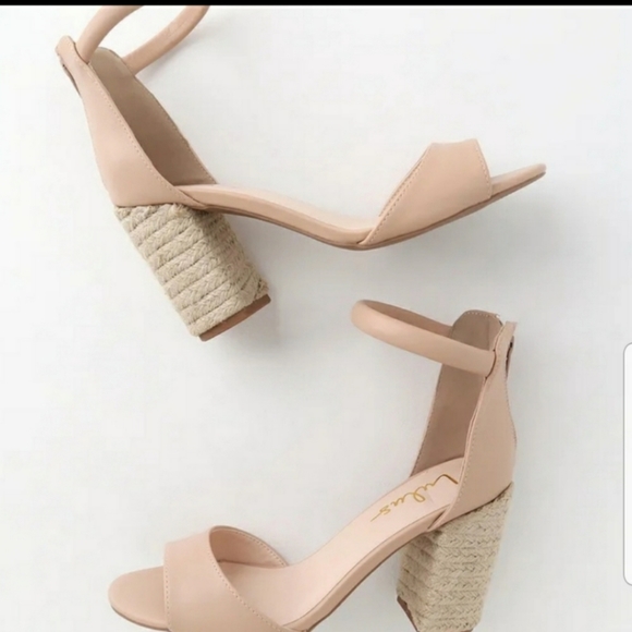 Lulu's- VEGAN LEATHER Nude Ankle Strap Heel - Picture 3 of 8